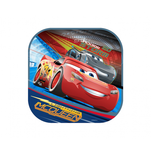 Plato Cuadrado 9"   Cars 3  6 Pza.