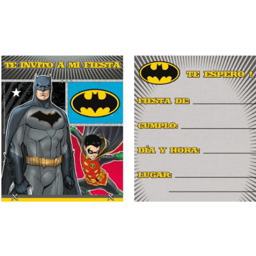 Invitaciones Batman 6 Pza.