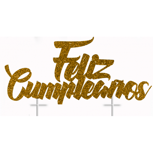 Topper "Feliz Cumpleaños" Dorado