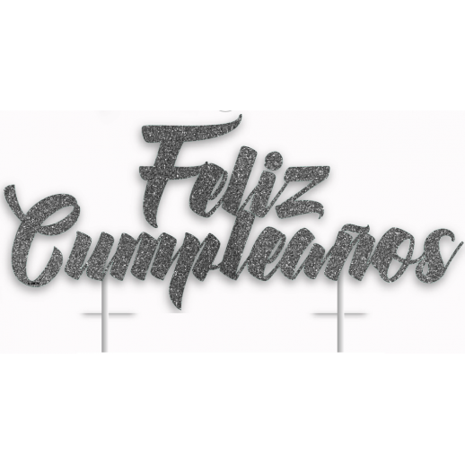 Topper "Feliz Cumpleaños" Plateado