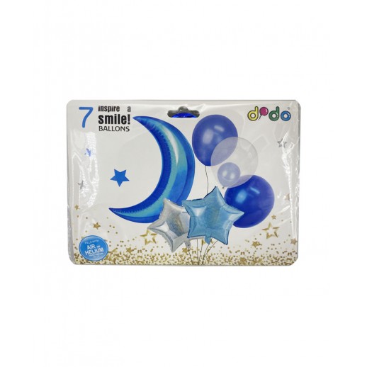 Set  Globo  Luna  Azul  7 Pza