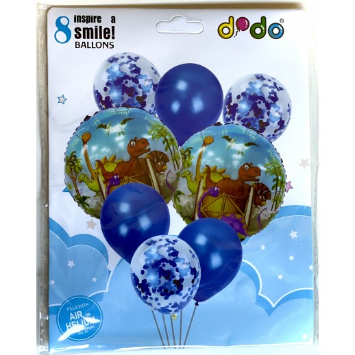 Set Globo Metálico Dinosaurio