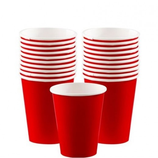 Vasos De Cartón Rojos  9 Oz 10 Pza