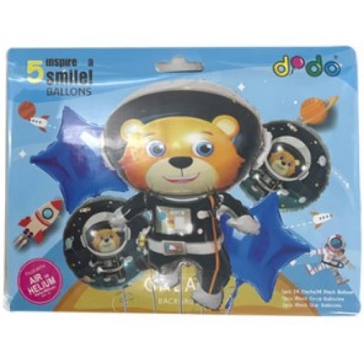 Set Globo Oso Astronauta 5Pza