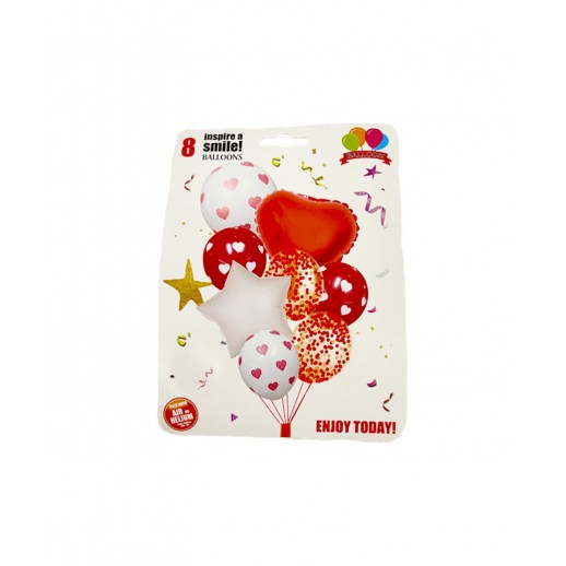 Set Globo Corazones 8Pza