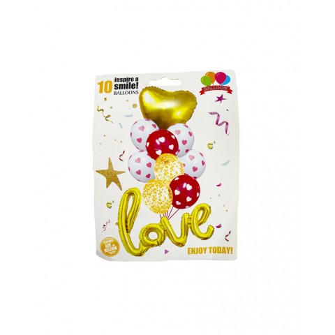 Set Globo "Love" Dorado 10Pza