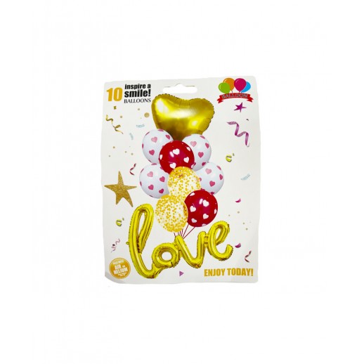 Set Globo "Love" Dorado 10Pza