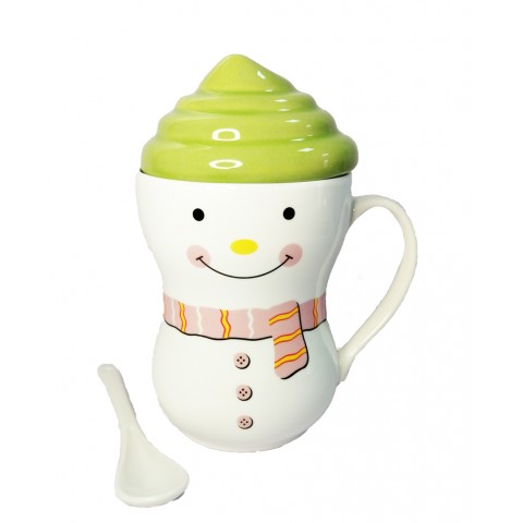 Taza"Frosty" Verde Con Cucharita