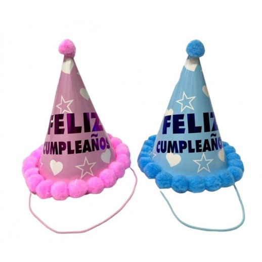 Gorrito "Feliz Cumpleaños" Pompón 