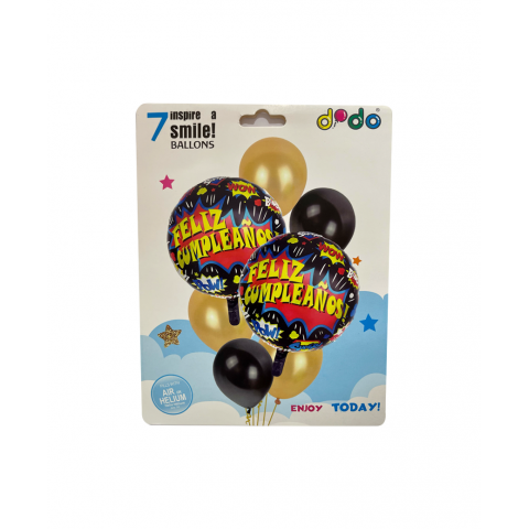 Set Globo "Feliz Cumpleaños" Estilo Super Héroe 