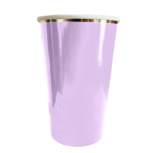 Vaso Lila Orilla Dorada 16 Oz 6 Pza