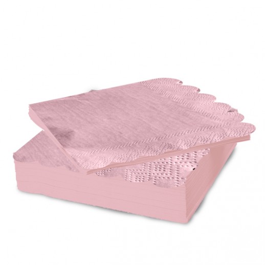 Servilletas 25X25 Rosa Con Borde Fino 12Pza