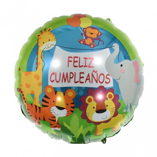 Globo "Feliz Cumpleaños" Animales  3 Pza