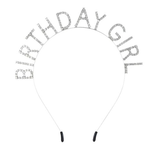 Diadema Plateada "Birthday Girl" Con Piedritas